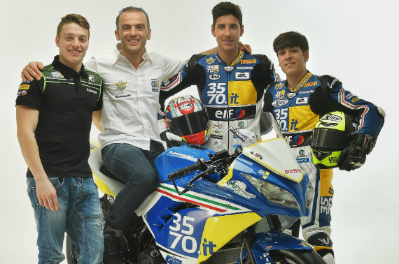Da sinistra Michael Canducci, Stefano Cruciani (Direttore Sportivo Team 3570 #madeinCIV), Paolo Grassia e Manuel Bastianell