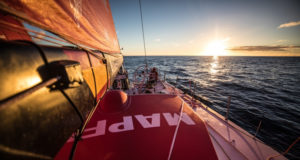 Leg 7 from Auckland to Itajai, day 19 on board MAPFRE, sunset, 05 April, 2018.