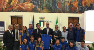 I due Polo Team Italia con i vertici FISE e il Presidente del CONI Giovanni Malagò / Photo Equi-Equipe