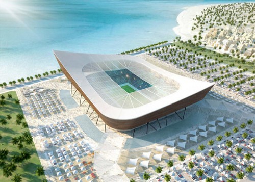 Un'immagine di un rendering di uno stadio di Qatar2022