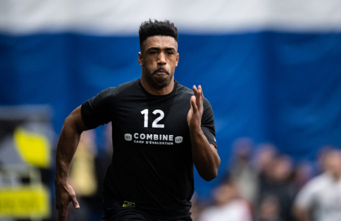 WR Jordan Bouah (12) Italy during the CFL combine at the Varsity Stadium in Toronto, ON, Sunday, March 24, 2019. (Photo: Johany Jutras/CFL)